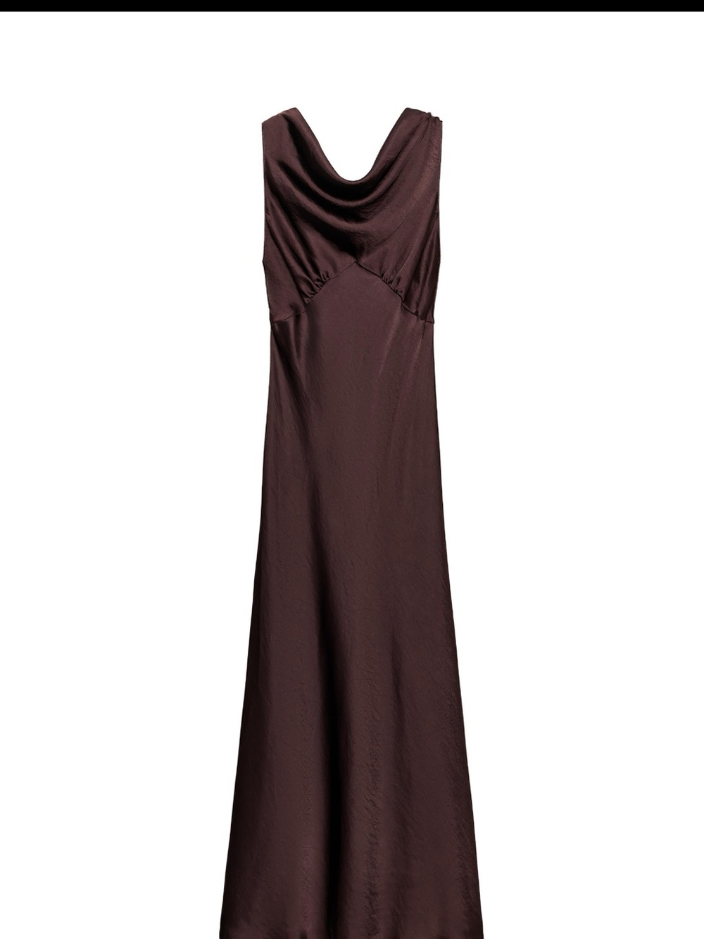 Zara Elegant Chocolate Brown Cowl Neck Maxi Dress